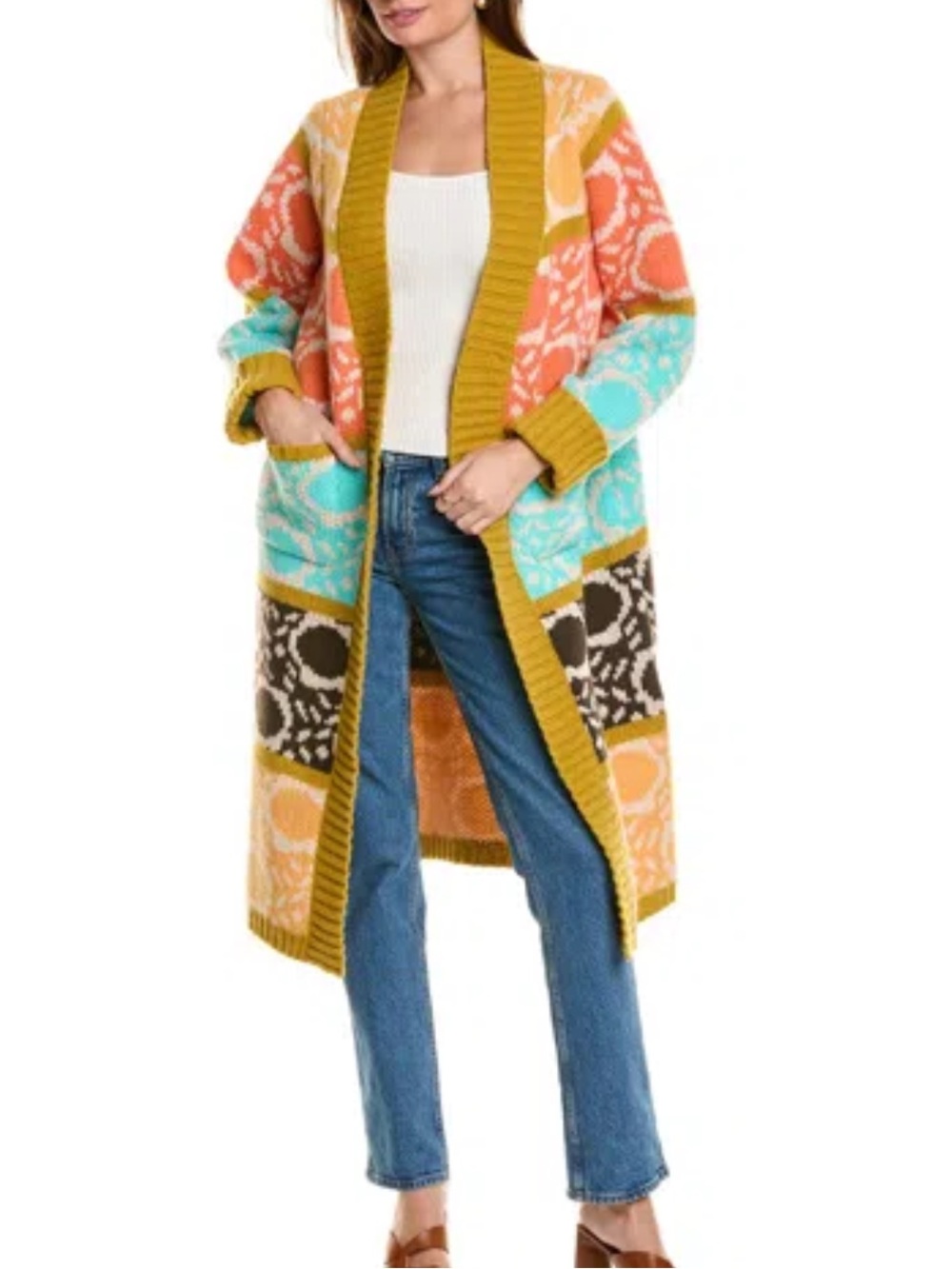 SAACHI Carina Oversize Colorblock Cardigan Sweater OS